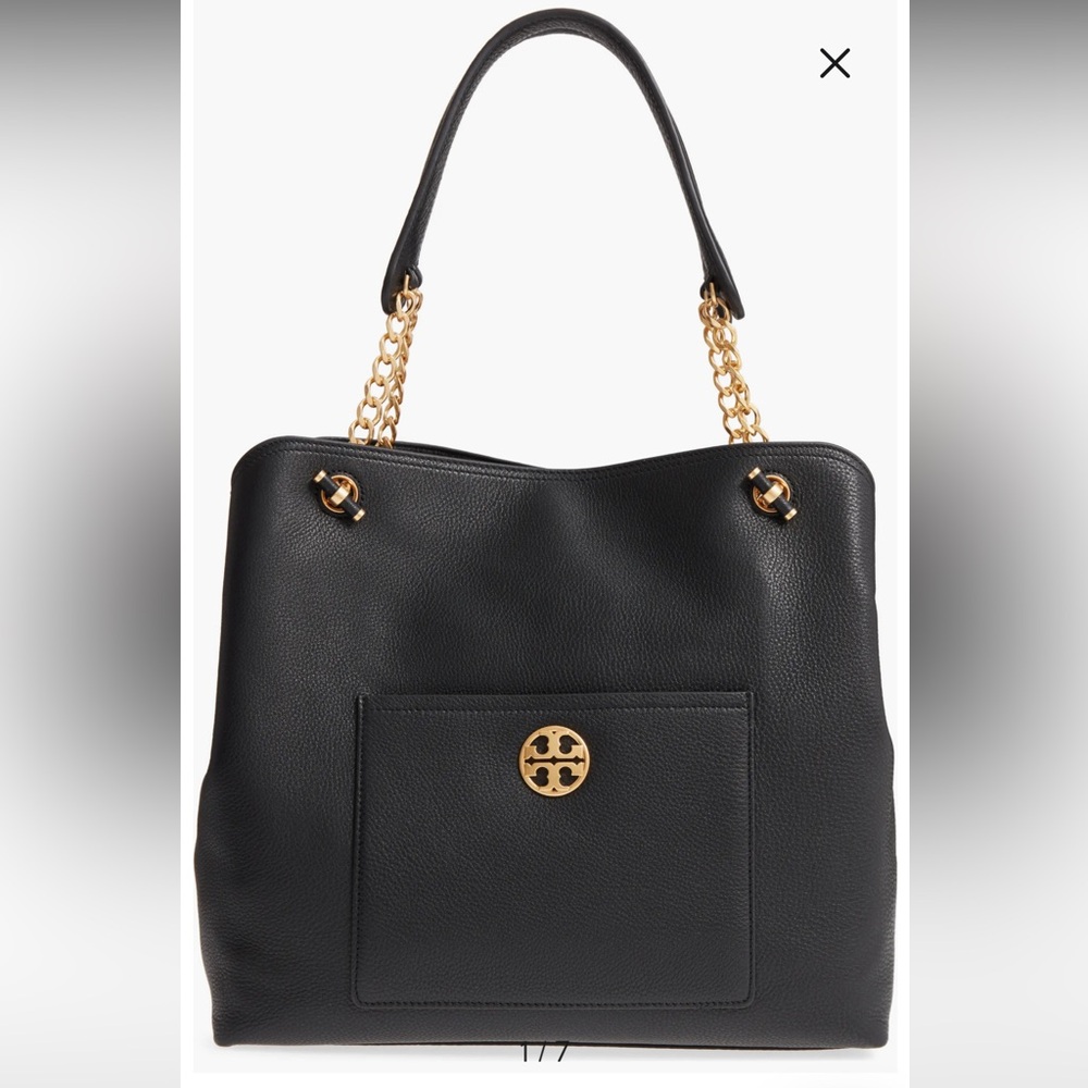 Tory Burch Black Tote with Gold Accents